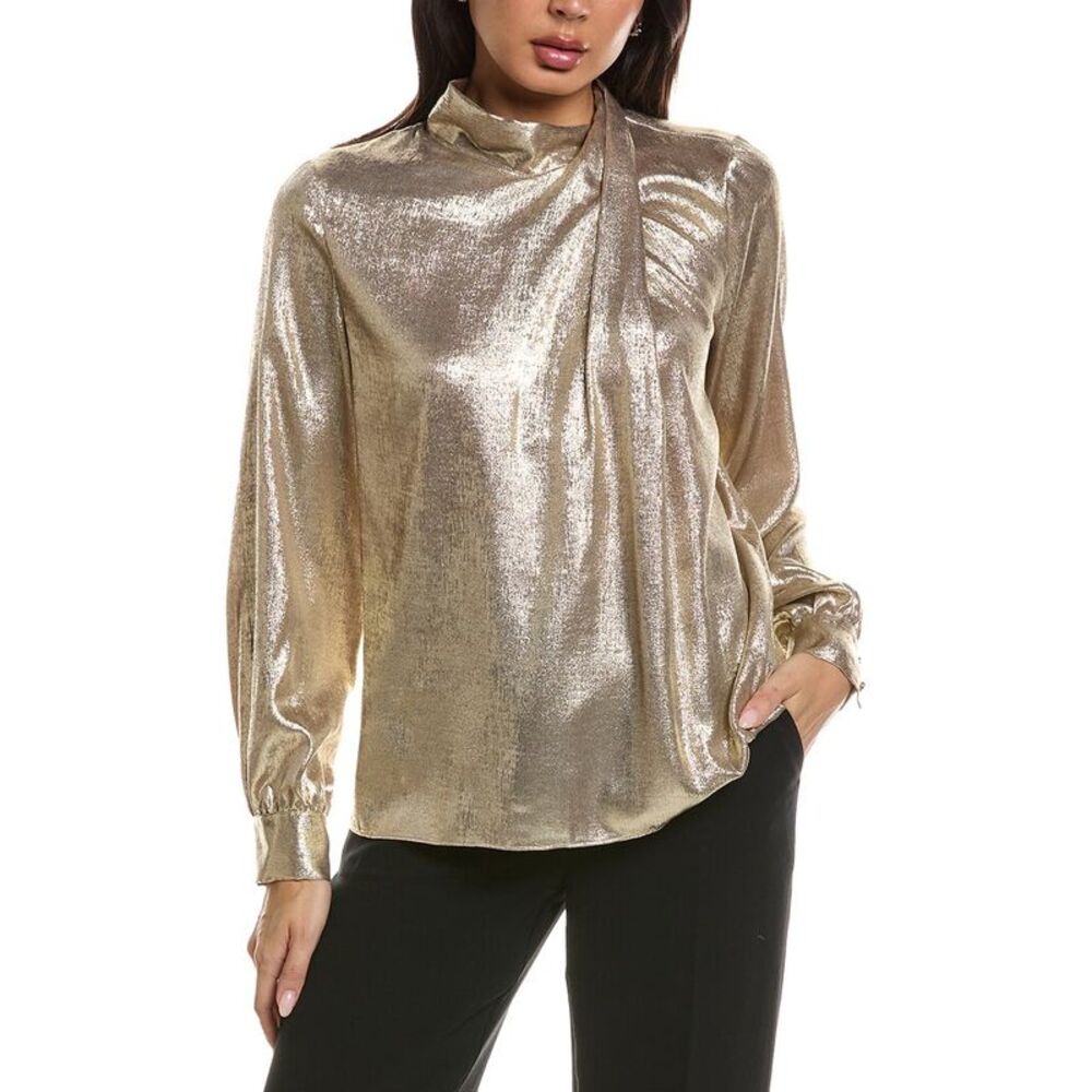 Elie Tahari Womens The Jaden Blouse, Yellow